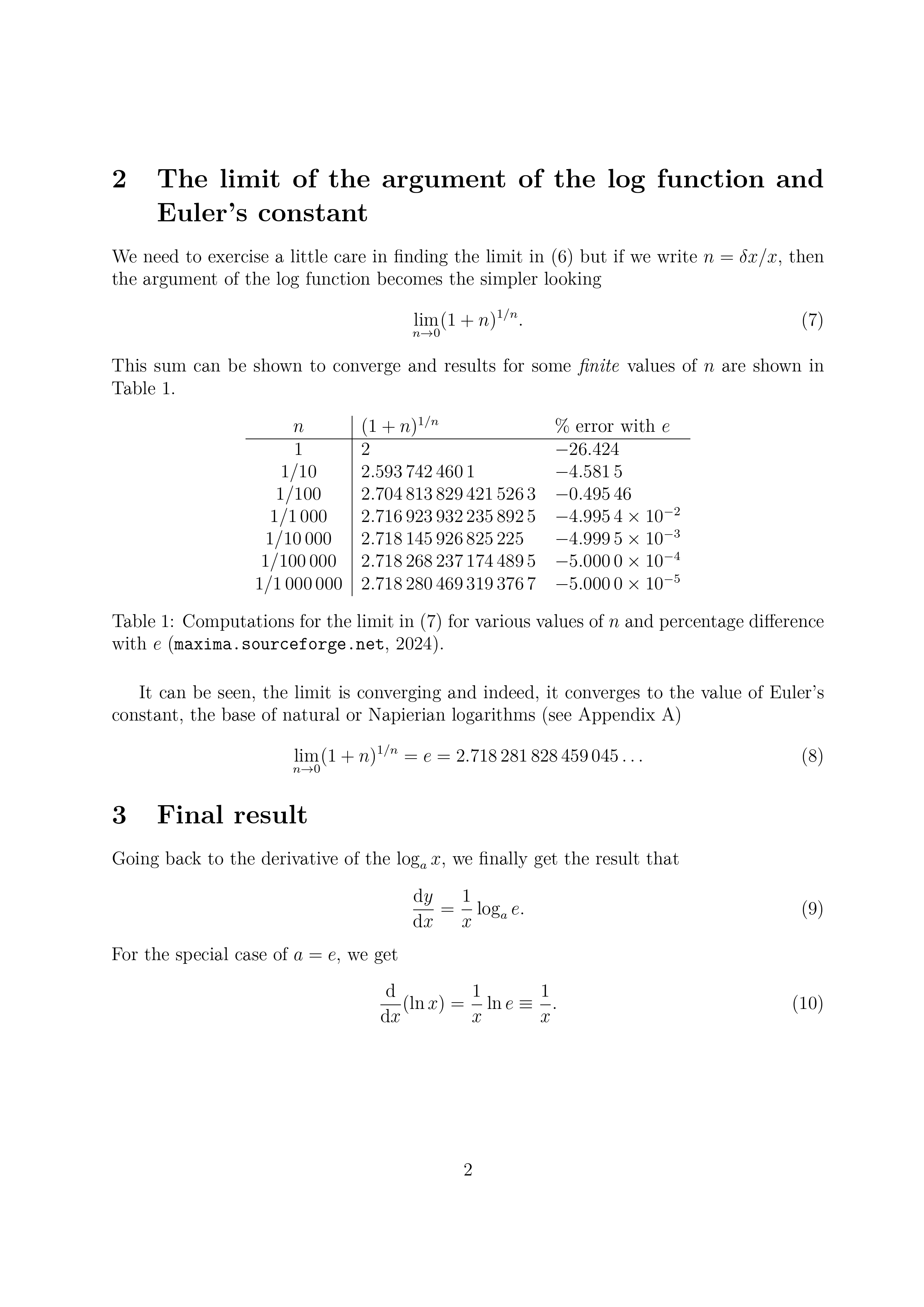 Page 2 of deriving the differential of the log function