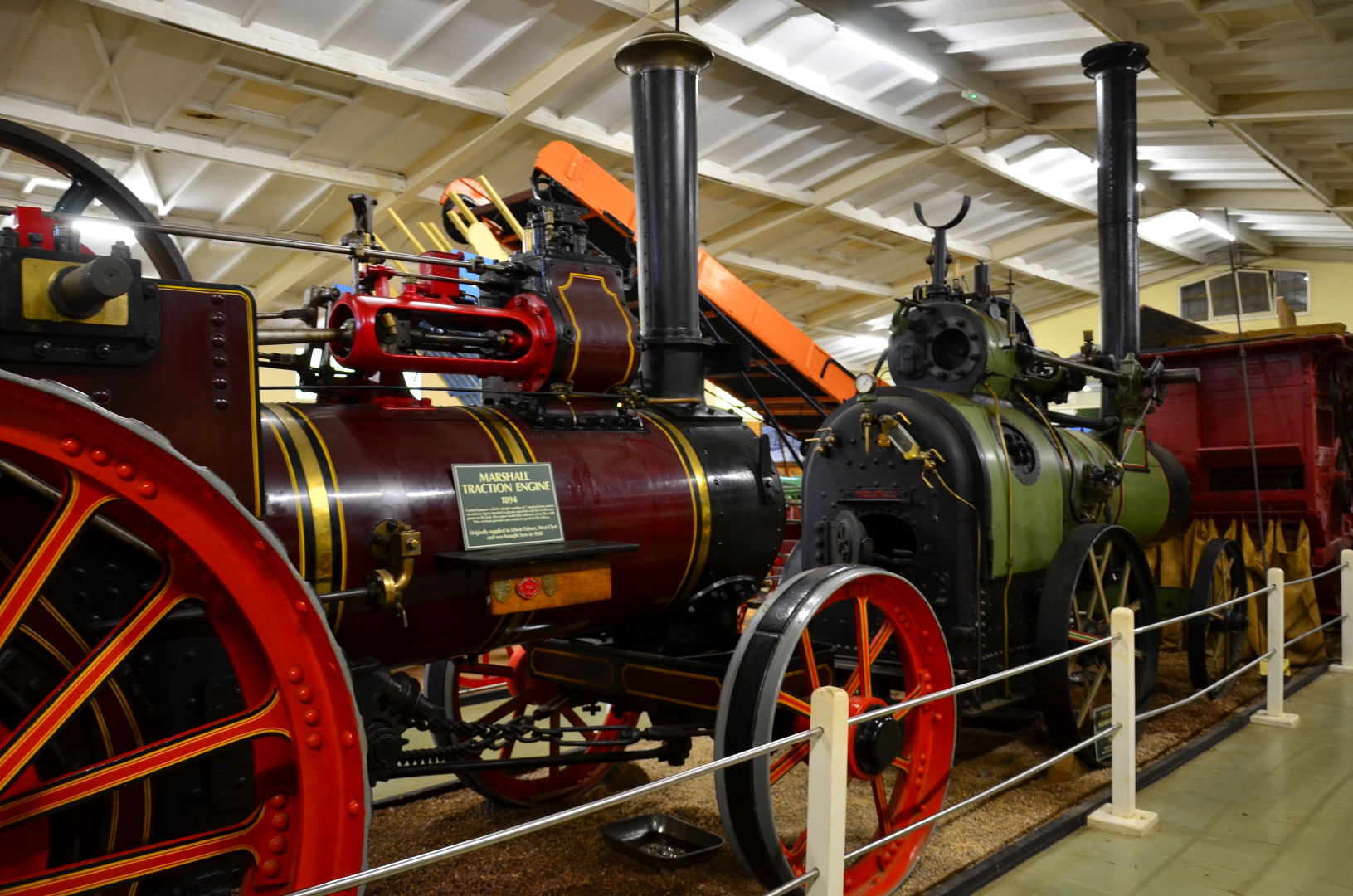 Traction engines in a museum