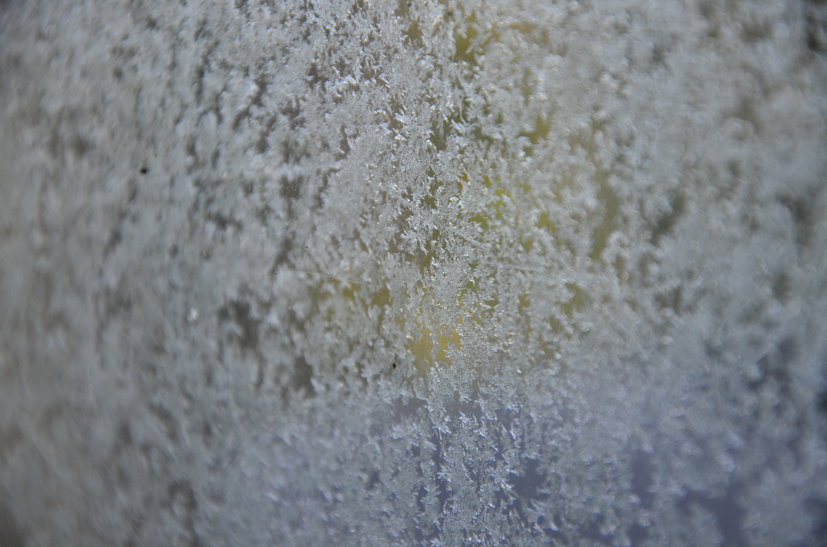 Ice crystals on a glass pane