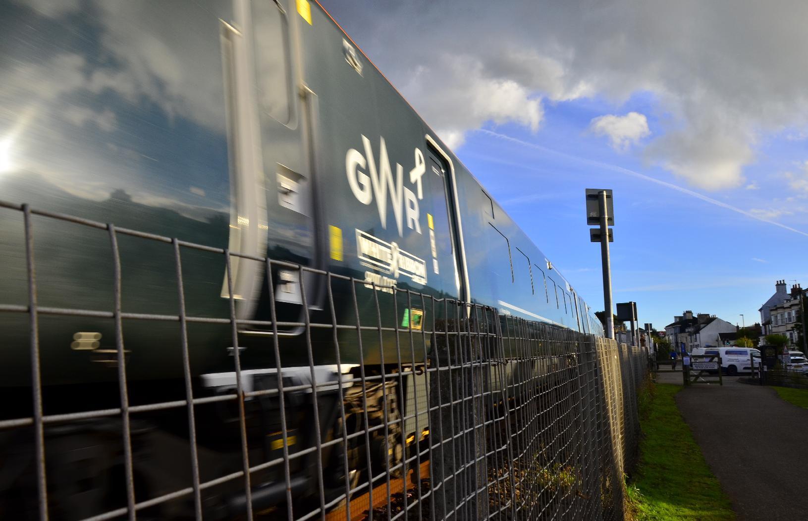 Train passing the cyclepath