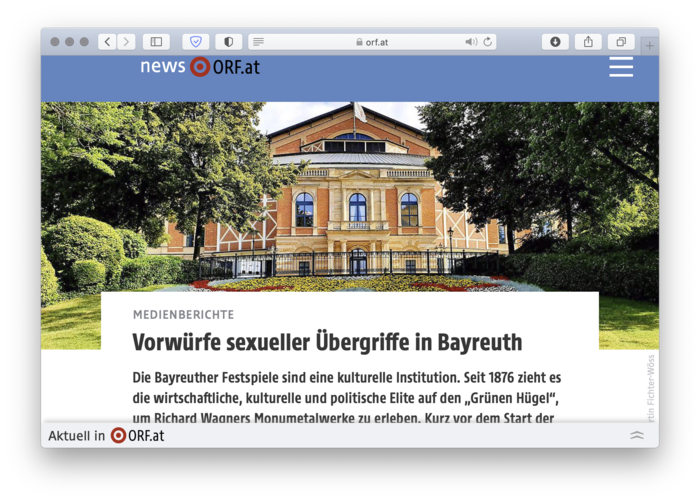 ORF zu sexuellen Uebergriffen in Bayreuth